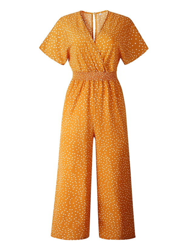 Summer Casual Print V-neck  Jumpsuit