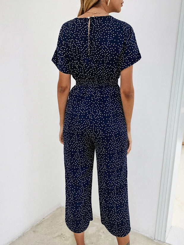 Summer Casual Print V-neck  Jumpsuit