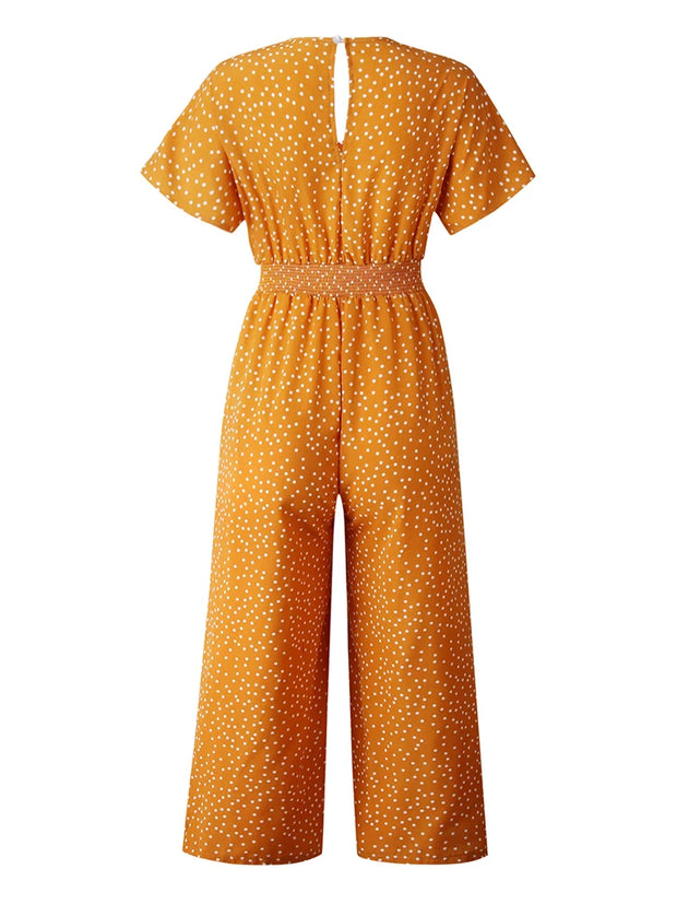 Summer Casual Print V-neck  Jumpsuit