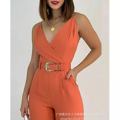 Slim High Waist Pocket Jumpsuits