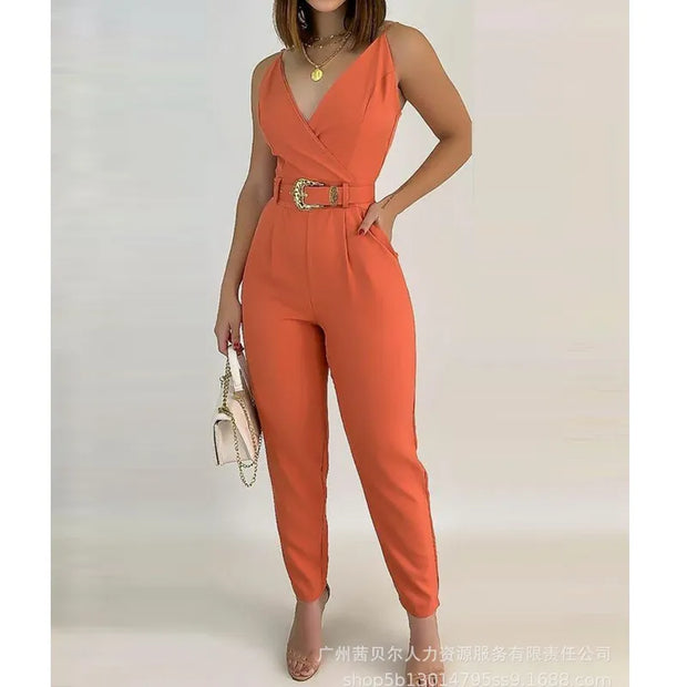 Slim High Waist Pocket Jumpsuits