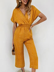 Summer Casual Print V-neck  Jumpsuit