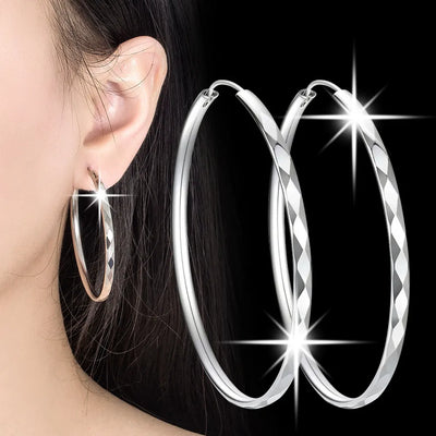 Sterling Silver Round Hoop Earrings