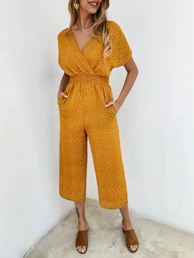 Summer Casual Print V-neck  Jumpsuit