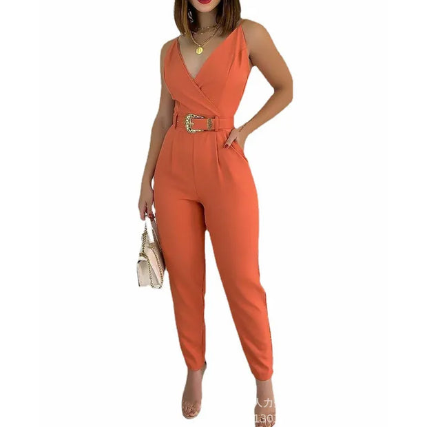 Slim High Waist Pocket Jumpsuits