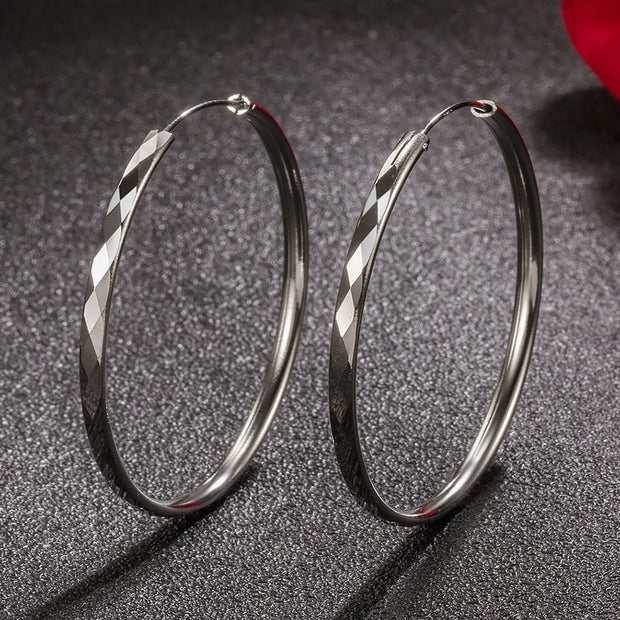 Sterling Silver Round Hoop Earrings