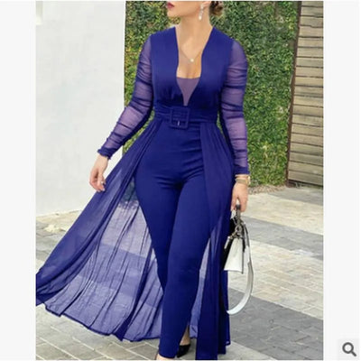 Autumn Women Long Sleeve V Neck jumpsuit