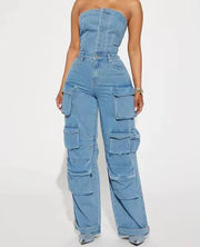 Sexy Denim Jean Jumpsuit