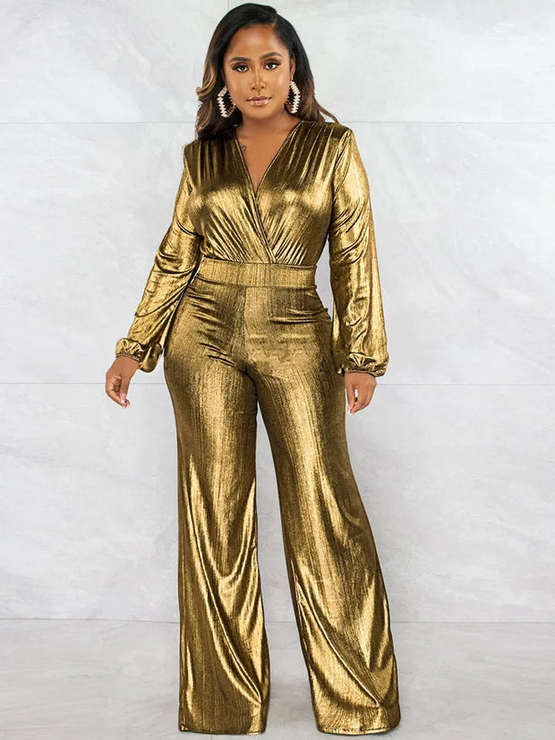 Glitter Metallic Party Nightclub Jumpsuit