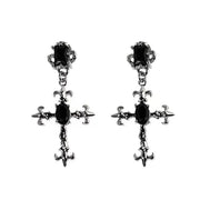 Cross Black Drill Jewel Earrings